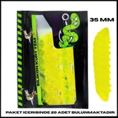Uyguna-Yakala 35mm - 20 Adet Fluo Yeşil Peynir Kokulu Silikon Kurt Yem - UV - Alabalık Yemi-1071-FG-C - 1