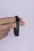 Gümüş Pazarım Beyaz Dikişli Erkek Deri Bileklik thumbnail 3