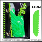 Uyguna-Yakala 35mm- 20 Adet Yeşil Peynir Kokulu Silikon Kurt Yem - UV - Alabalık Yemi-1071-GR-C - 1