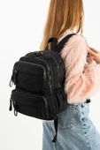 Yumuşak Dokulu Ultra Hafif, Esnek ve Su Geçirmez Polyamid Kumaş Sırt Çantası Siyah Model: (571-13-14A) thumbnail 1