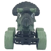 Sürtmeli Dinazor Arabalar 12 cm - H-20 - Triceratops - Yeşil thumbnail 3