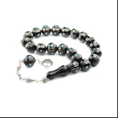 Maskot Yeşil Firuze Karpuz İşlemeli Oltu Sıkma Tespih - 6