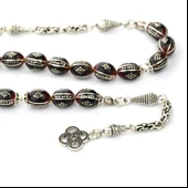 Beyzi Kesim Karpuz Baklava İşleme Oltu Taşı ve Galalith Zaza Tespih - 1