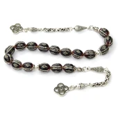 Beyzi Kesim Karpuz Baklava İşleme Oltu Taşı ve Galalith Zaza Tespih - 2