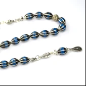 Galalith ve Oltu Taşı Arpa Kesim Karpuz Dilim Gümüş İşleme Zaza Tespih thumbnail 1