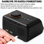 HyMark Dekoratif LED Dijital Saat FM Radyo 2 Alarm Sıcaklık ve Nem Göstergeli Şarjlı Pilli Saat - 6