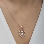 BlackCraft 925 Ayar Gümüş Kalpli Tek Taş Kadın Gümüş Kolye (BC-FF29FD) thumbnail 4