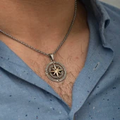 BlackCraft 925 Ayar Gümüş Pusula Unisex Kolye (BC-05CBC9) thumbnail 3
