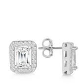 Gümüş Beyaz Baget Taşlı Çivili Kadın Küpe thumbnail 2