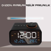 HyMark Dekoratif LED Dijital Saat FM Radyo 2 Alarm Sıcaklık ve Nem Göstergeli Şarjlı Pilli Saat - 4