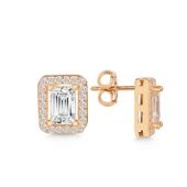 Gümüş Rose Beyaz Baget Taşlı Çivili Kadın Küpe thumbnail 1