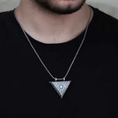BlackCraft 925 Ayar Gümüş Üçgen İçi Açılabilen Tuğra Muskalık Gümüş Kolye (BC-39F3E0) thumbnail 2