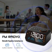 HyMark Dekoratif LED Dijital Saat FM Radyo 2 Alarm Sıcaklık ve Nem Göstergeli Şarjlı Pilli Saat - 3