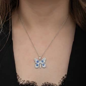 BlackCraft Gümüş Nazarlı Kelebek Kadın Kolye (BC-466935) thumbnail 3