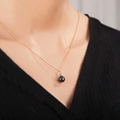 BlackCraft Gümüş Rose Yuvarlak İnci Kadın Kolye (BC-842920) - 4