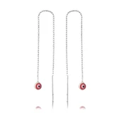 BlackCraft 925 Ayar Gümüş Zincirli Pembe Nazar Küpe (BC-44B846) thumbnail 1