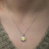 BlackCraft ​925 Ayar Gümüş Buğday Sarısı Baget Taşlı Kadın Gümüş Kolye (BC-6595D1) thumbnail 2