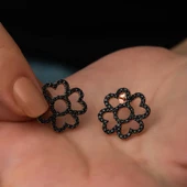 BlackCraft ​Gümüş Kalp Yapraklı Çiçek Küpe (BC-4CFB4C) thumbnail 2