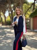 Kadın Hakim Yaka şerit Detay Hırka Ve Bol Paça Pantolon Ikili Takım - 2