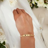 14 Ayar Altın Plakalı Harfe Özel Hasır Kordonlu Kalp Motifli Hediye Bileklik-528 thumbnail 2