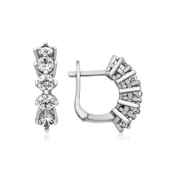 BlackCraft 925 Ayar Gümüş 5 Taş Küpe (BC-EFE9FA) - 1