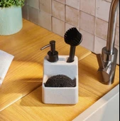 Süngerli Frıçalı Tezgah Üstü Mutfak Banyo Sıvı Sabunluk Takımı 400 Ml - Mutfak Sabunluk Seti - 1