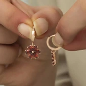 BlackCraft Gümüş Kırmızı Çiçek Küpe (BC-DF59E1) thumbnail 4