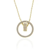 BlackCraft 925 Ayar Gümüş Gold İç İçe Geçmiş Halka Kadın Kolye (BC-031F2D) thumbnail 2