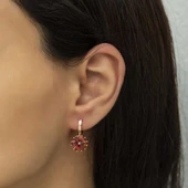 BlackCraft Gümüş Kırmızı Çiçek Küpe (BC-DF59E1) thumbnail 3