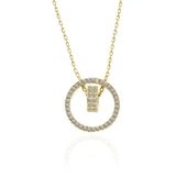 BlackCraft 925 Ayar Gümüş Gold İç İçe Geçmiş Halka Kadın Kolye (BC-031F2D) thumbnail 1