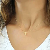 BlackCraft Gümüş Gold 3 Boyutlu E Harf Bayan Kolye (BC-36E69E) thumbnail 1