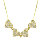 BlackCraft Gümüş Gold Kalpli Açılabilen Yonca Kadın Gümüş Kolye (BC-E28ADF) thumbnail 5