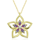 BlackCraft ​Gümüş Gold Çiçek Kadın Kolye (BC-E81B2E) thumbnail 2