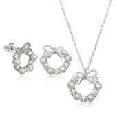 BlackCraft 925 Ayar Gümüş İnci Kurdele Kadın Set (BC-C5924A) - 1