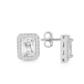 BlackCraft Gümüş Beyaz Baget Taşlı Çivili Kadın Küpe (BC-B8067D) thumbnail 1