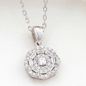 BlackCraft 925 Ayar Gümüş Zirkon Taşlı Çiçek Kadın Kolye (BC-777881) thumbnail 1