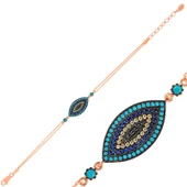 BlackCraft 925 Ayar Gümüş Rose Nazar Bileklik (BC-0860B4) - 1