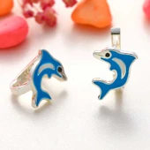 BlackCraft Gümüş Mavi Yunus Balığı Çocuk Küpesi (BC-5BBB71) thumbnail 1