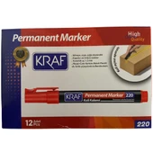 Kraf Permanent Markör Yuvarlak Uc 220 Kırmızı (Koli Kalemi) 12’Lİ - 5