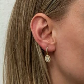 BlackCraft Gümüş Gold Oval Taşlı Sallantılı Küpe (BC-D7B302) thumbnail 4