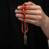 BlackCraft Gümüş Püskül Sıkma Kehribar Tesbih (BC-2EE3B4) thumbnail 2