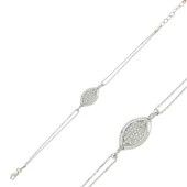 BlackCraft 925 Ayar Gümüş Beyaz Taşlı Bileklik (BC-2F0C2E) - 1