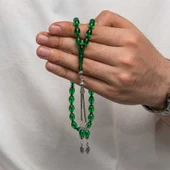 BlackCraft Gümüş Püsküllü Sıkma Kehribar Tesbih (BC-AD5C38) - 1