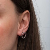 BlackCraft Gümüş Kalpli Kadın Küpe (BC-3DC772) thumbnail 3