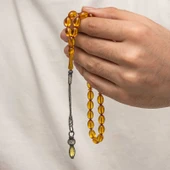 BlackCraft Gümüş 1000 Ayar Kazaz Püsküllü Sıkma Kehribar Tesbih (BC-90DA4F) thumbnail 4