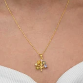 BlackCraft Gümüş Gold Renkli Hayat Ağacı Kadın Kolye (BC-47F4F1) thumbnail 2