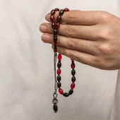 BlackCraft Gümüş 1000 Ayar Kazaz Püsküllü Sıkma Kehribar Tesbih (BC-90DA4F) - 3