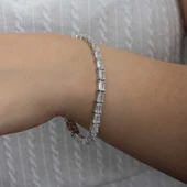 BlackCraft Gümüş Beyaz Taşlı Su Yolu Kadın Bileklik (BC-2CF084) - 4