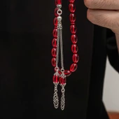 BlackCraft Gümüş Püskül Sıkma Kehribar Tesbih (BC-2EE3B4) - 5