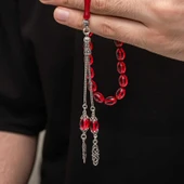 BlackCraft Gümüş Püskül Sıkma Kehribar Tesbih (BC-2EE3B4) - 3